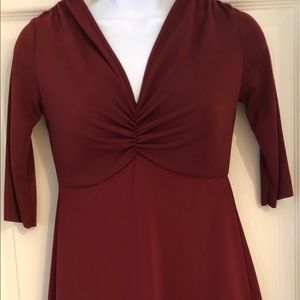 Zara Wine Red V-Neck Dress